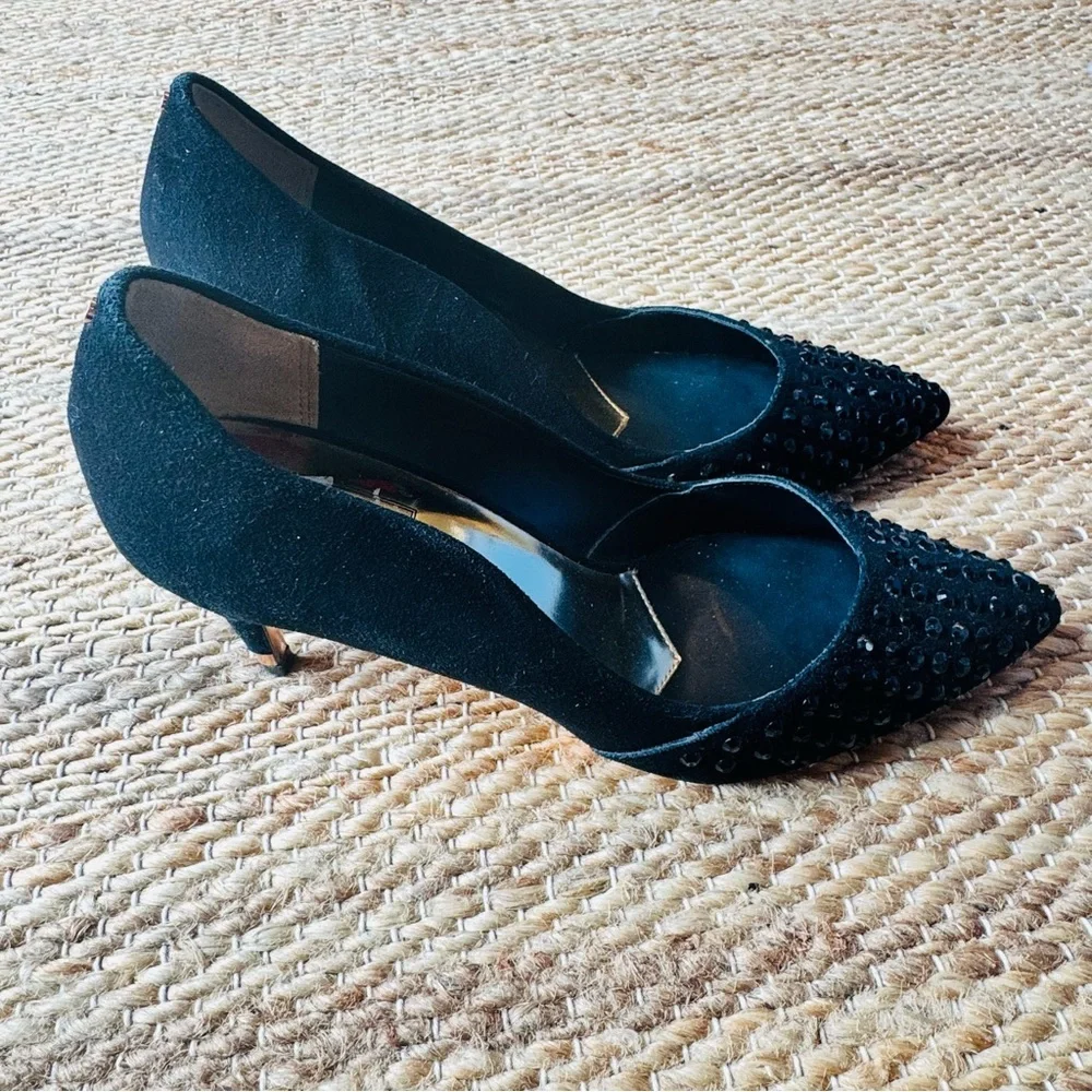 Ted Baker London Women's Studded Black Suede Heels Pumps Size 41/10
